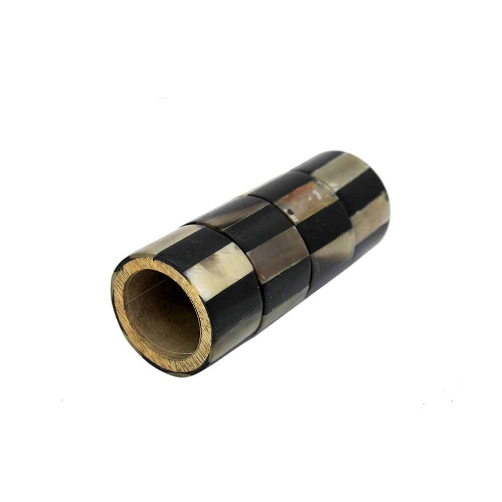 Black Resin & Horn Napkin Ring Set of Four